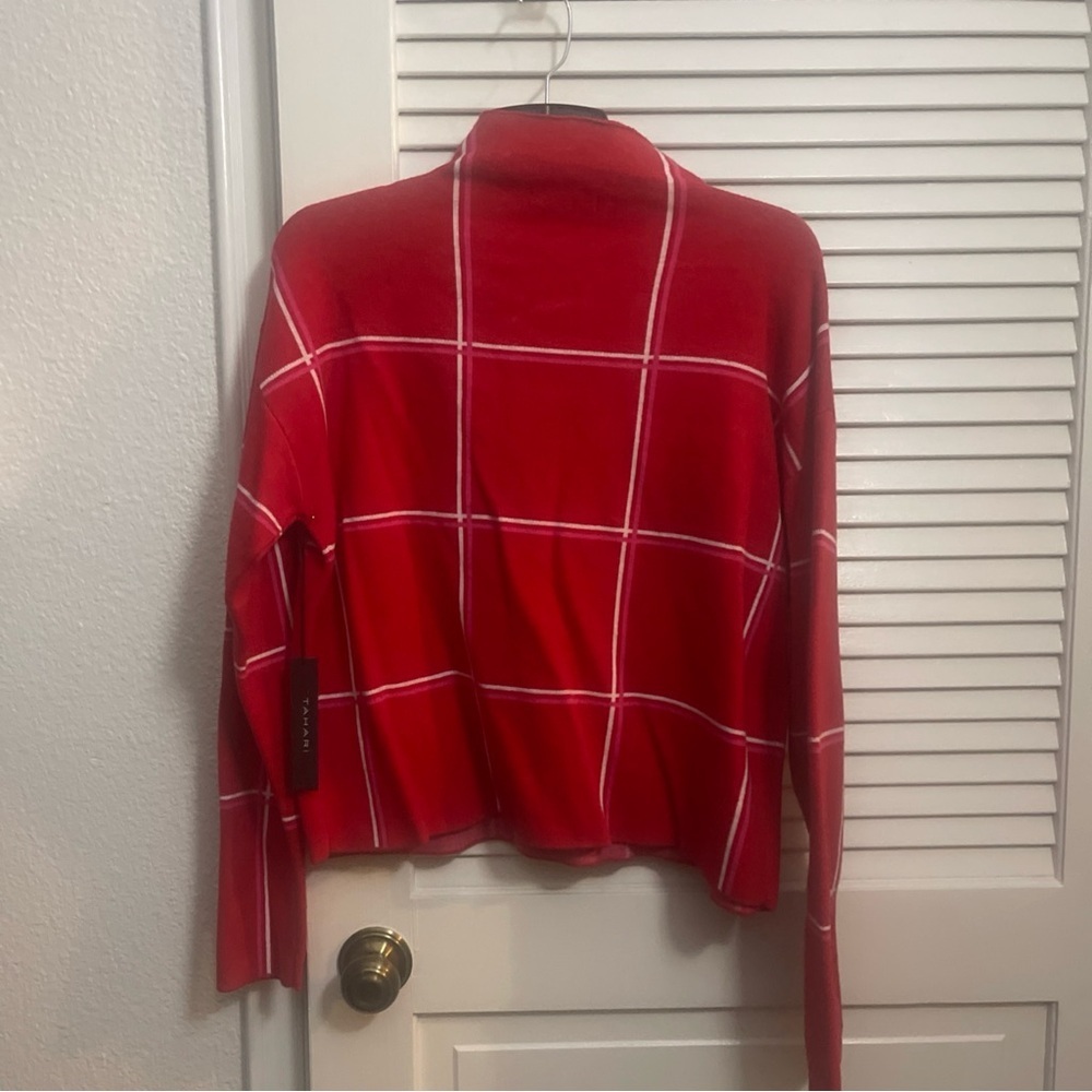 Tahari Red Sweater with White pink stripes includes matching headband - Picture 5 of 8